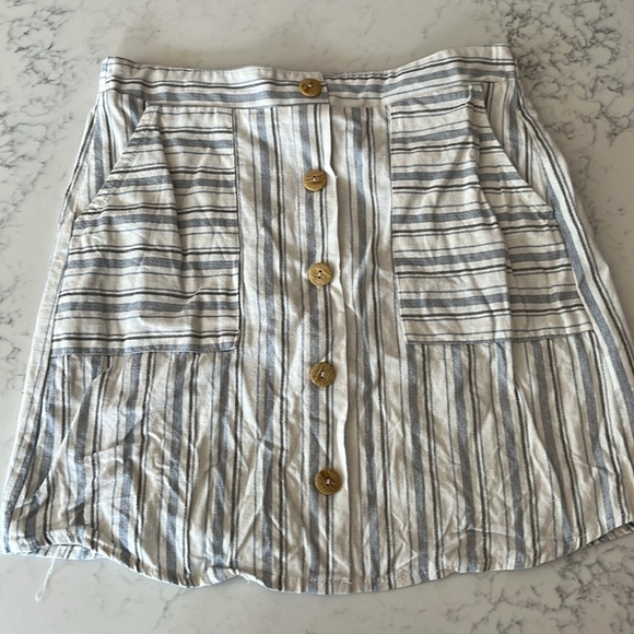 Potter’s Pot Women’s Linen Blend Striped Mini Skirt Size Small - Picture 2 of 6
